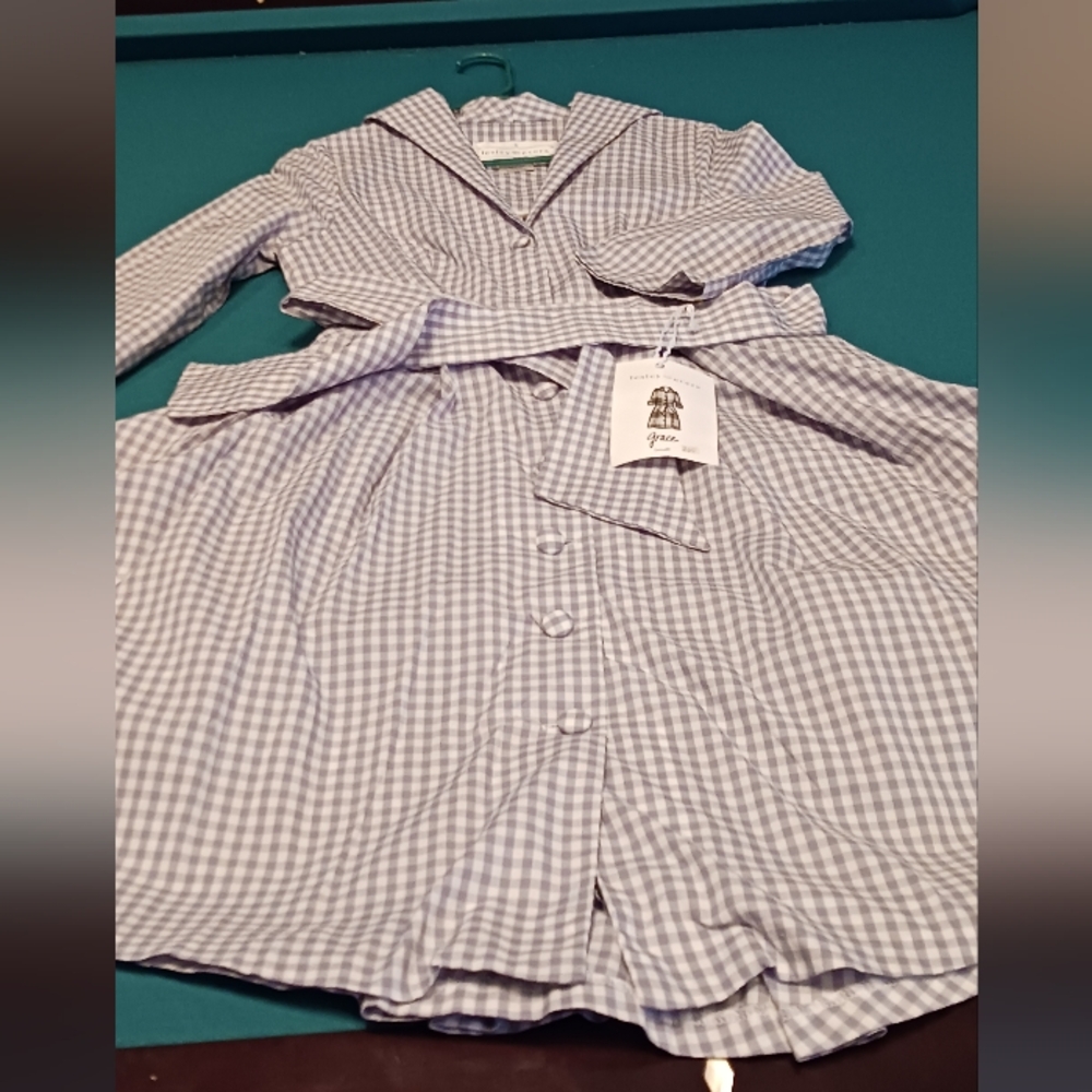 Lesley Evers Grace dress in pale blue and white gingham